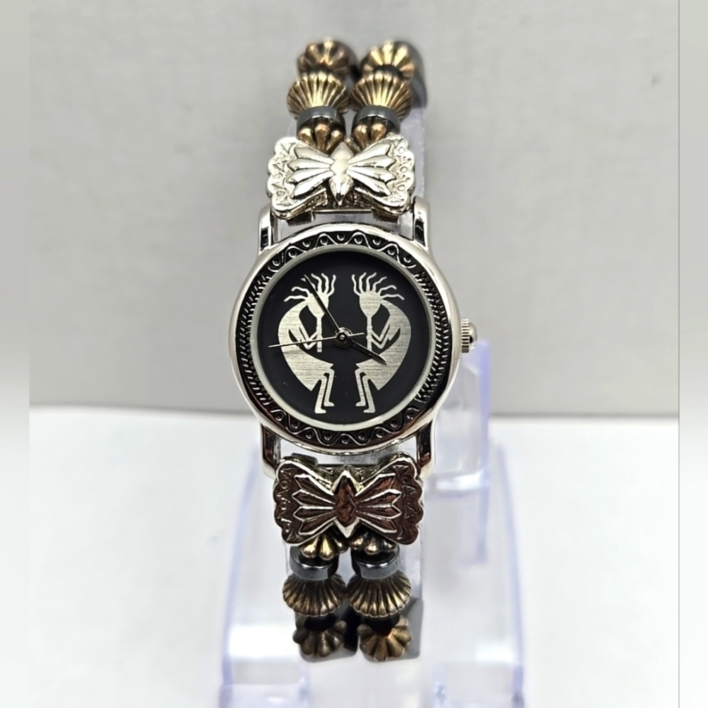 Legacy Kokopelli Hematite Beaded Womens Stretch Watch Southwest Boho New Battery